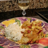 Spicy Delicious Fried Cabbage with Turkey Bacon Recipe ... image