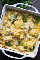 Garlicky and Cheesy Cauliflower Broccoli Bake - Diethood image