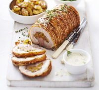 Rolled pork belly with herby apricot & honey stuffing ... image