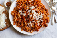 {Fusilli Alla Salsiccia} Pasta With Tomato Sugo and ... image