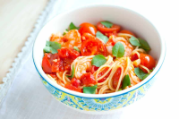 15 Minute Shrimp Pasta Recipe with Tomato and Basil image
