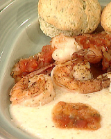 Grits with Tomatoes and Shrimp Recipe | Martha Stewart image