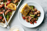 Sheet-Pan Sausage Meatballs With Tomatoes and Broccoli Recipe image