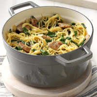 Angel Hair Pasta with Sausage & Spinach Recipe: How to Make It image