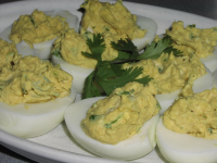 Curry Deviled Eggs With Cilantro Recipe - Food.com image