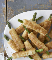 Pastry Wrapped Asparagus with Balsamic Dipping Sauce Recipe - Country Living image