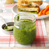 Spinach Pesto Recipe: How to Make It - Taste of Home: Find Recipes, Appetizers, Desserts, Holiday Recipes & Healthy Cooking Tips image