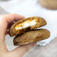 Easy Cream Cheese Stuffed Pumpkin Cookies made with Almond ... image