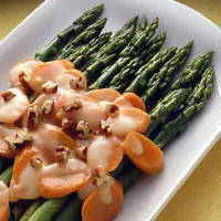 Glazed Asparagus & Carrots With Pecans Recipe | Land O’Lakes image