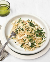 Spaghetti with Basil and Parsley Recipe | Martha Stewart image