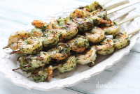 Grilled Pesto Shrimp Skewers - Skinnytaste image