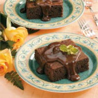 Chocolate Cake With Fudge Sauce Recipe: How to Make It image