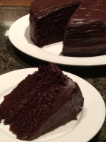 Old Fashioned Chocolate Cake With Glossy Chocolate Icing ... image