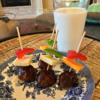 BBQ Meatballs with Pepper and Cheese Animal Cut-Outs ... image