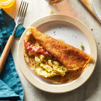 Egg & Bacon Pancake Breakfast Wraps Recipe | EatingWell image