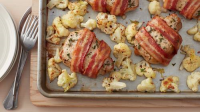 Bacon-Wrapped Pork Chops and Cauliflower Sheet-Pan Dinner ... image