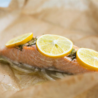 Steamed Salmon Steaks with Lemon Butter and Fennel ... image