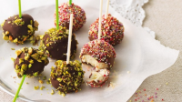 Chocolate-dipped ice cream balls Recipe | Good Food image