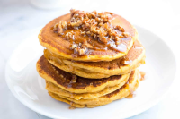 Fluffy Pumpkin Pancakes with Butter Pecan Syrup image