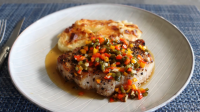 Peppercorn Pork Chops with Warm Pickled Pepper Relish ... image