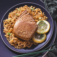 Teriyaki Tuna Steaks With Fried Rice & Noodles Recipe ... image