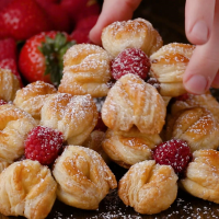 Raspberry Puff Pastry Flower Recipe by Tasty image