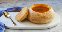 Tomato Soup in Grilled Cheese Bread Bowls - PureWow image