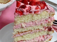 Butter Cake / Strawberry Whipped Cream | Just A Pinch Recipes image
