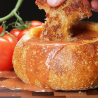 Grilled Cheese And Tomato Soup Bread Bowl Recipe by Tasty image