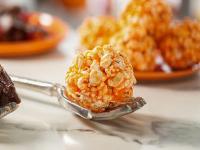 Candy Corn Popcorn Balls Recipe | Food Network image