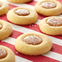 Salted Caramel Thumbprint Cookies Recipe | Land O’Lakes image