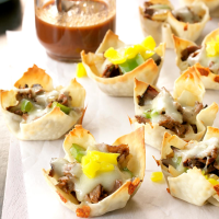 Philly Cheesesteak Won Ton Cups Recipe: How to Make It image