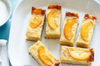 Peach and sour cream slice Recipe | Good Food image