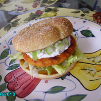 Buffalo Chicken Burgers with Blue Cheese Dressing Recipe ... image