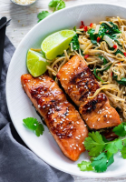 Teriyaki Salmon Soba Noodles Bowl Recipe | ChefDeHome.com image