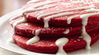 Red Velvet Pancakes with Cream Cheese Topping Recipe ... image