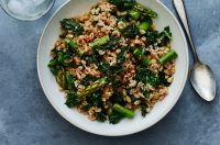 Cheesy Farro With Kale and Asparagus Recipe | SELF image