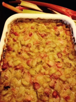 Tina's Crustless Rhubarb pie | Just A Pinch Recipes image