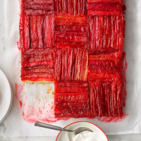 Strawberry-Rhubarb Upside-Down Cake Recipe: How to Make It image