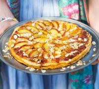 Peach puff pastry tart with almonds recipe | BBC Good Food image