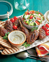 Spiced Beef Kabobs with Herbed Cucumber and Tomato Salad ... image