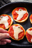 Ghost Pizza Bagels Recipe—Delish.com image