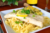 Grilled Fish With Garlic, White Wine and Butter Sauce ... image