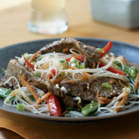 Rice Noodles with Sesame-Ginger Flank Steak Recipe | MyRecipes image