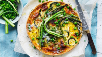 Asparagus, pea and buttermilk quiche recipe - Good Food image