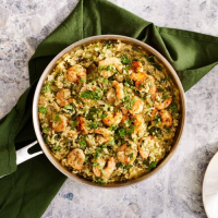 One-Pan Salsa Verde Shrimp & Rice | Punchfork image