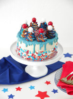 Red, White and Blue 4th of July Layer Cake - Party Ideas ... image