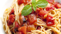 Spaghetti with Tomatoes and Garlic-Basil Oil Recipe ... image