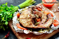 Baked Catfish Steak with Vegetables Recipe | FreeFoodTips.com image
