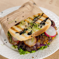 Caramelized Onion and Beef Patty Sandwich | So Delicious image